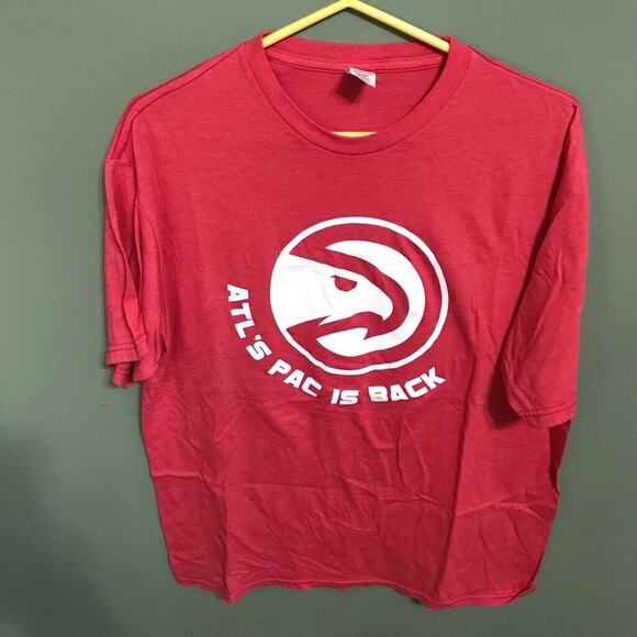Atlanta Hawks Shirt NBA Men’s L Tee Logo Red & White, 2014 Giveaway Shirt RARE - Picture 2 of 4
